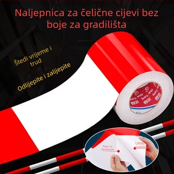 Crveno-bijela reflektirajuća sigurnosna traka za gradilišta i čelične cijevi