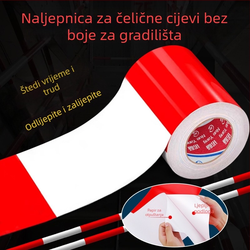 Crveno-bijela reflektirajuća sigurnosna traka za gradilišta i čelične cijevi