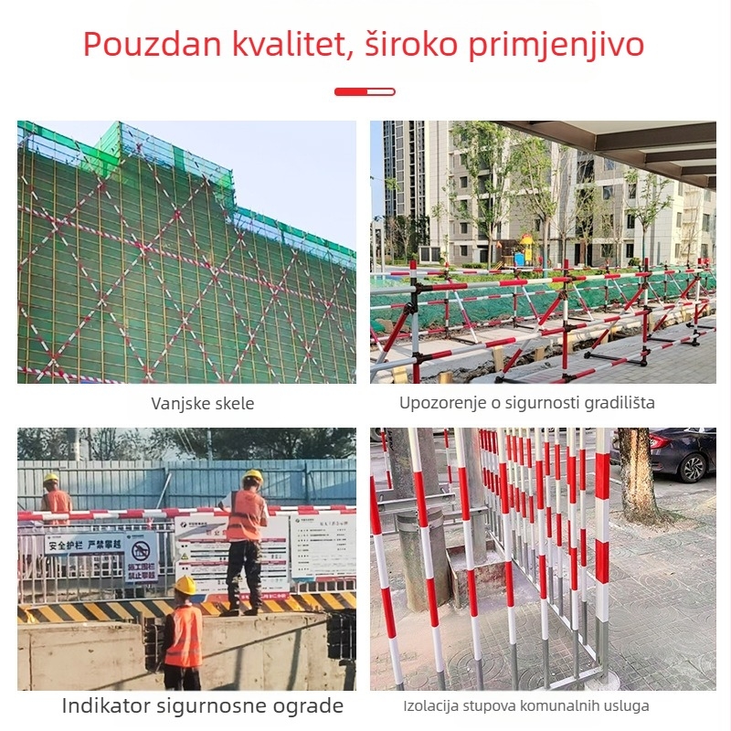 Crveno-bijela reflektirajuća sigurnosna traka za gradilišta i čelične cijevi