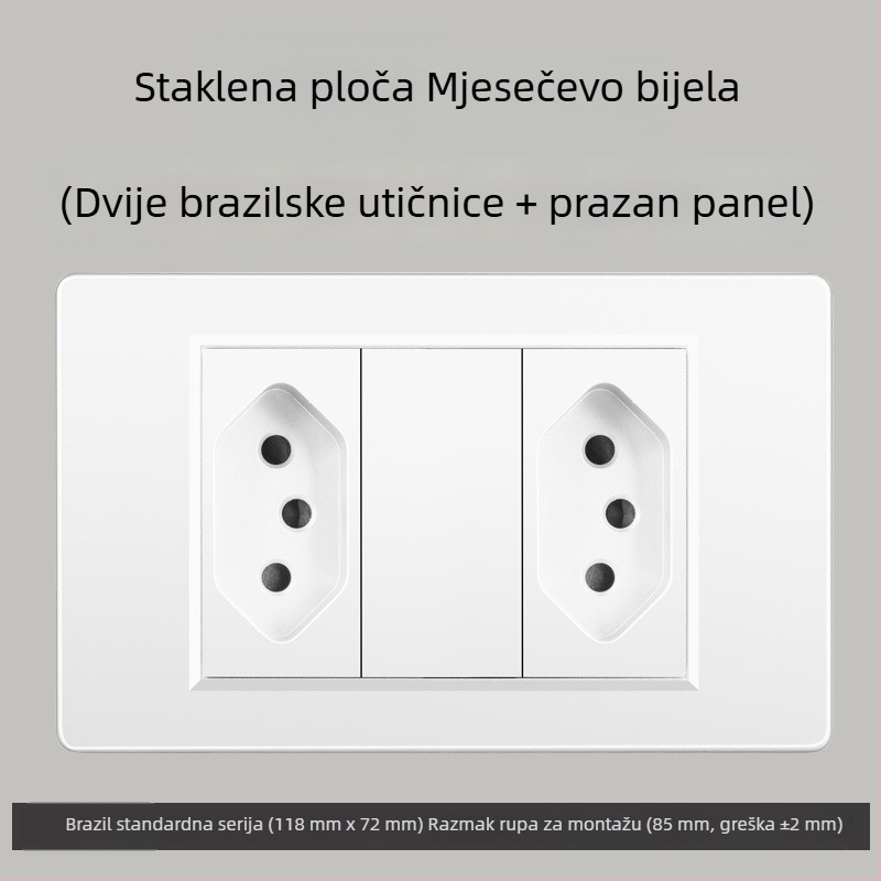 Zidna utičnica s USB Type-C, 3-pins, brazilski standard, 10A, sivi panel