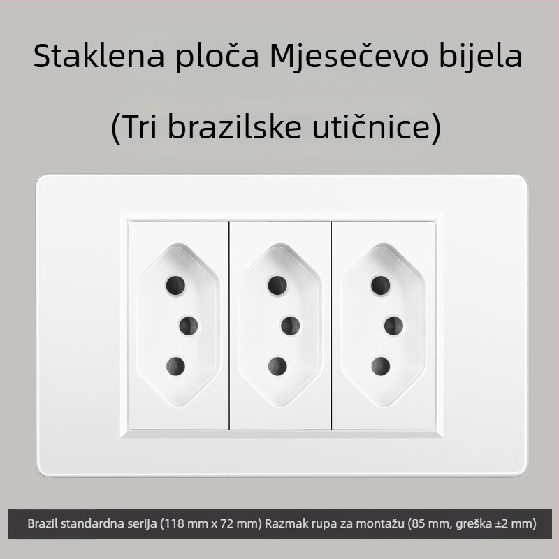 Zidna utičnica s USB Type-C, 3-pins, brazilski standard, 10A, sivi panel