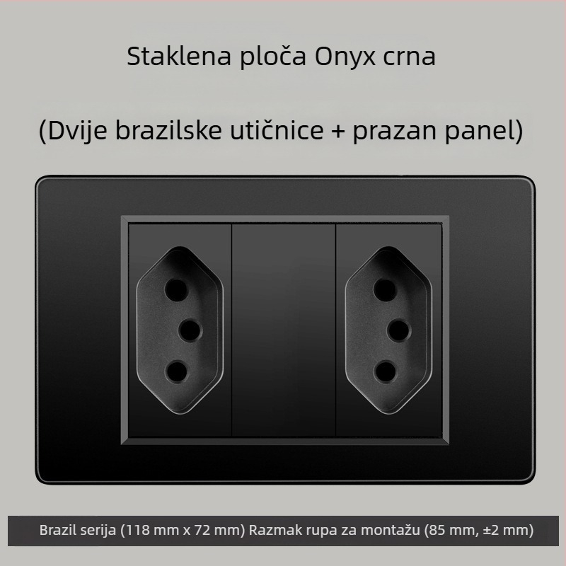 Zidna utičnica s USB Type-C, 3-pins, brazilski standard, 10A, sivi panel