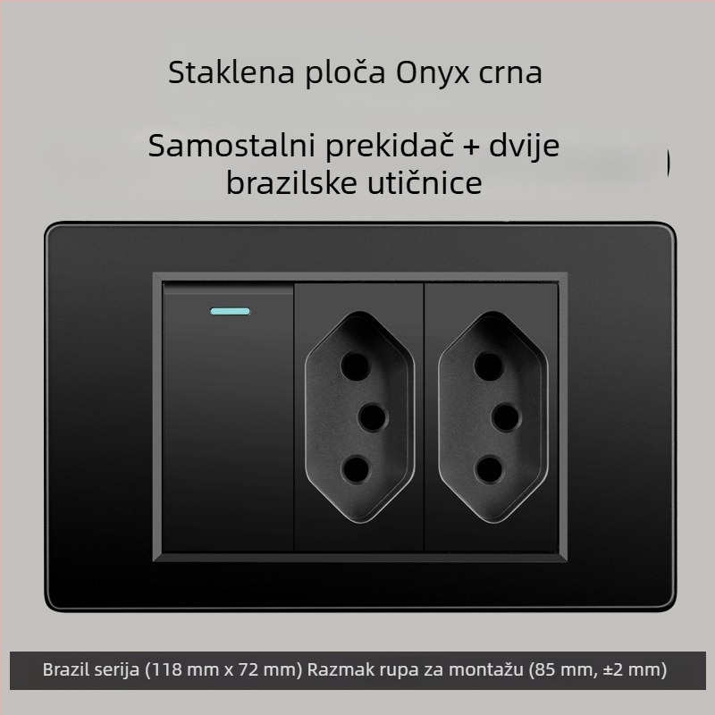 Zidna utičnica s USB Type-C, 3-pins, brazilski standard, 10A, sivi panel