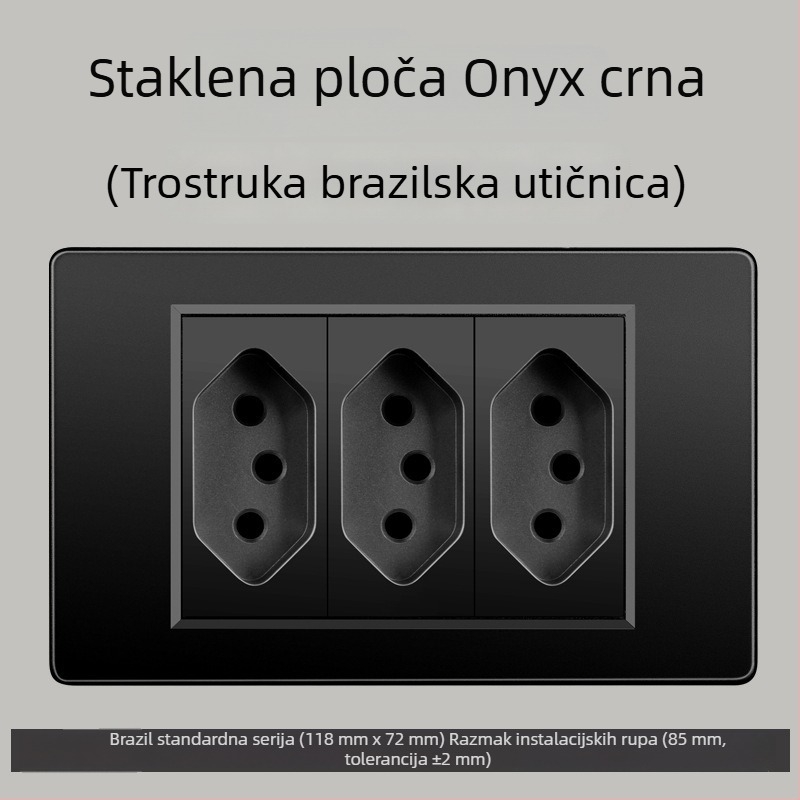 Zidna utičnica s USB Type-C, 3-pins, brazilski standard, 10A, sivi panel