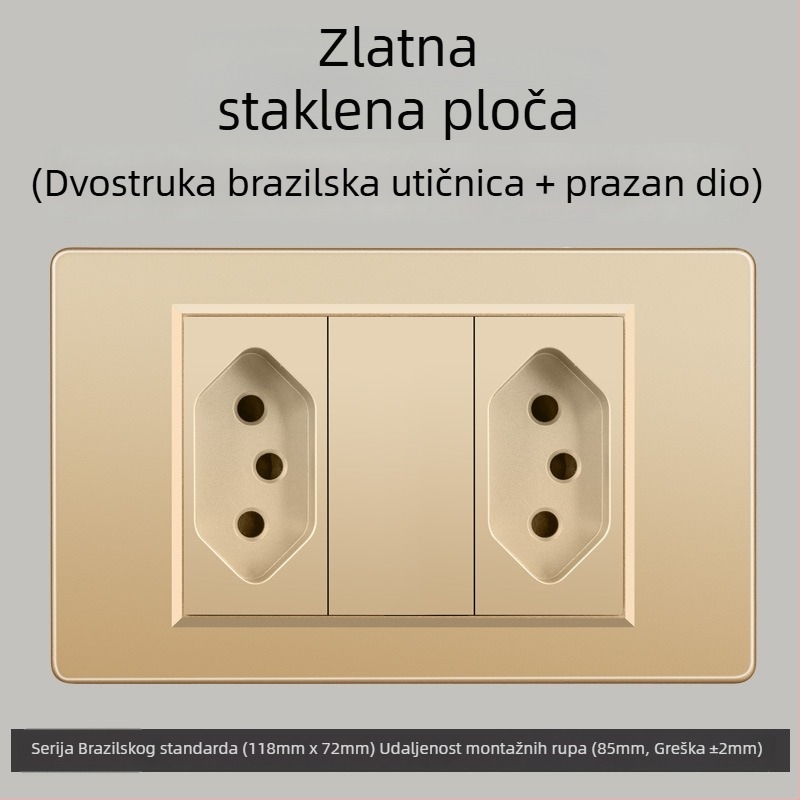 Zidna utičnica s USB Type-C, 3-pins, brazilski standard, 10A, sivi panel
