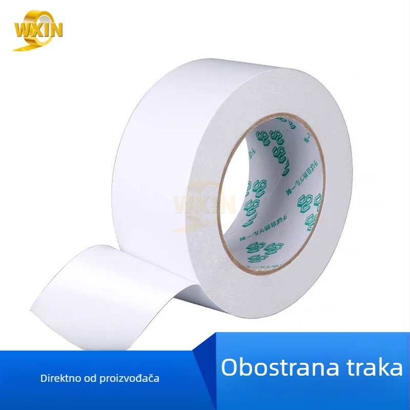 Weixin dvostruka ljepljiva traka s jakim akrilnim ljepilom na PET/papirnoj podlozi, EVA spajanje, duljina 50 m, širina 5–1020 mm, debljina 0,1 mm, bijeli papir za odvajanje