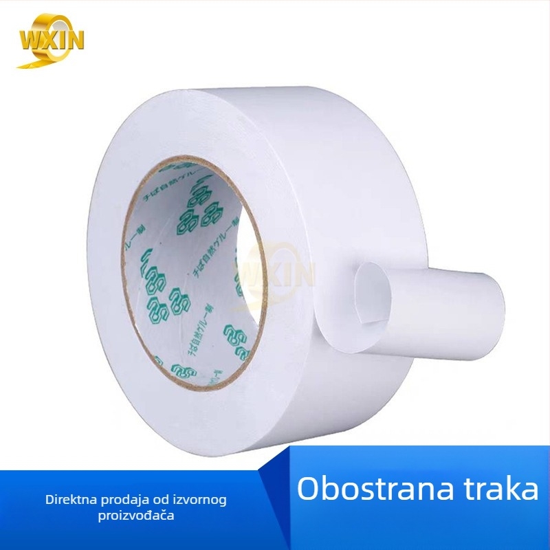 Weixin dvostruka ljepljiva traka s jakim akrilnim ljepilom na PET/papirnoj podlozi, EVA spajanje, duljina 50 m, širina 5–1020 mm, debljina 0,1 mm, bijeli papir za odvajanje