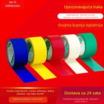 PVC upozoravajuća traka za označavanje poda, otporna identifikacijska traka u crvenoj, žutoj, plavoj i zelenoj boji, širina 4,3 cm, debljina 0,14 mm