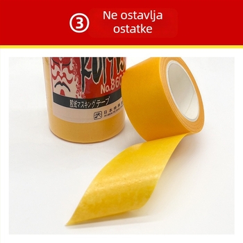 Žuta maskirajuća traka za bojanje, papirnata, visoka adhezija i lako se kida, za DIY uklanjanje boja i označavanje linija, za unutarnje uređenje, širina 1,8 cm, duljina 12 m, 70 role u kutiji