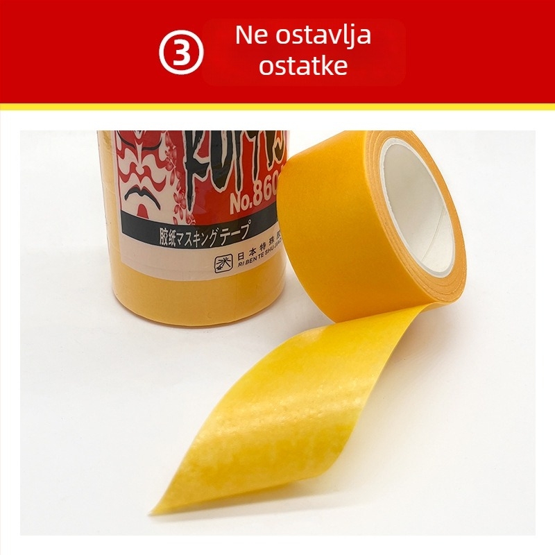 Žuta maskirajuća traka za bojanje, papirnata, visoka adhezija i lako se kida, za DIY uklanjanje boja i označavanje linija, za unutarnje uređenje, širina 1,8 cm, duljina 12 m, 70 role u kutiji