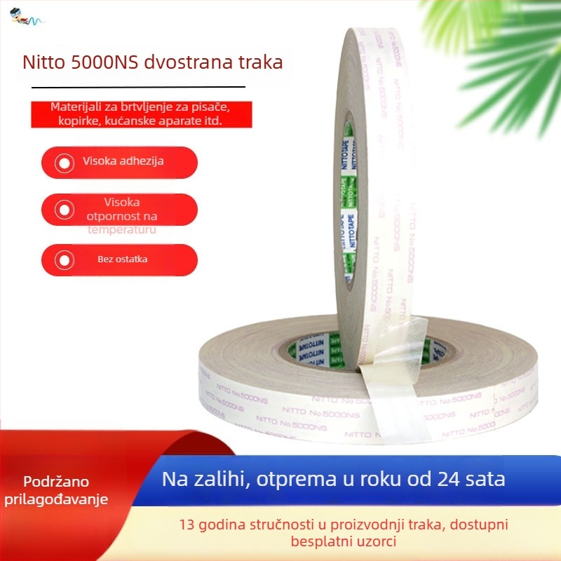 Nitto 5000NS dvostruka ljepljiva traka, akrilno ljepilo, visoka viskoznost, bez ostataka, 1200 mm × 50 m, podloga: netkano vlakno