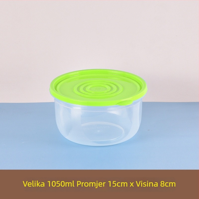 Plastična hermetički zatvorena kutija za hranu, okruglog oblika, pogodna za hladnjak i zamrzivač, velika kapaciteta 2,1–3 L