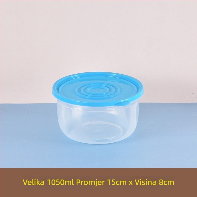Plastična hermetički zatvorena kutija za hranu, okruglog oblika, pogodna za hladnjak i zamrzivač, velika kapaciteta 2,1–3 L
