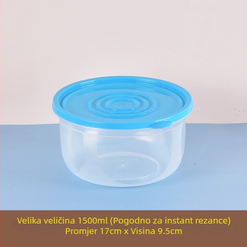 Plastična hermetički zatvorena kutija za hranu, okruglog oblika, pogodna za hladnjak i zamrzivač, velika kapaciteta 2,1–3 L