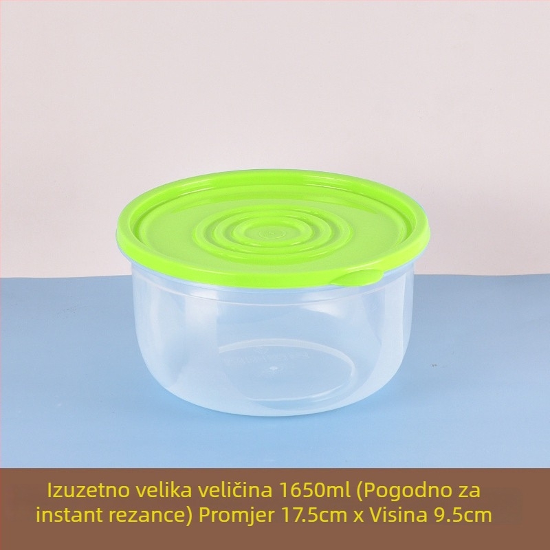 Plastična hermetički zatvorena kutija za hranu, okruglog oblika, pogodna za hladnjak i zamrzivač, velika kapaciteta 2,1–3 L