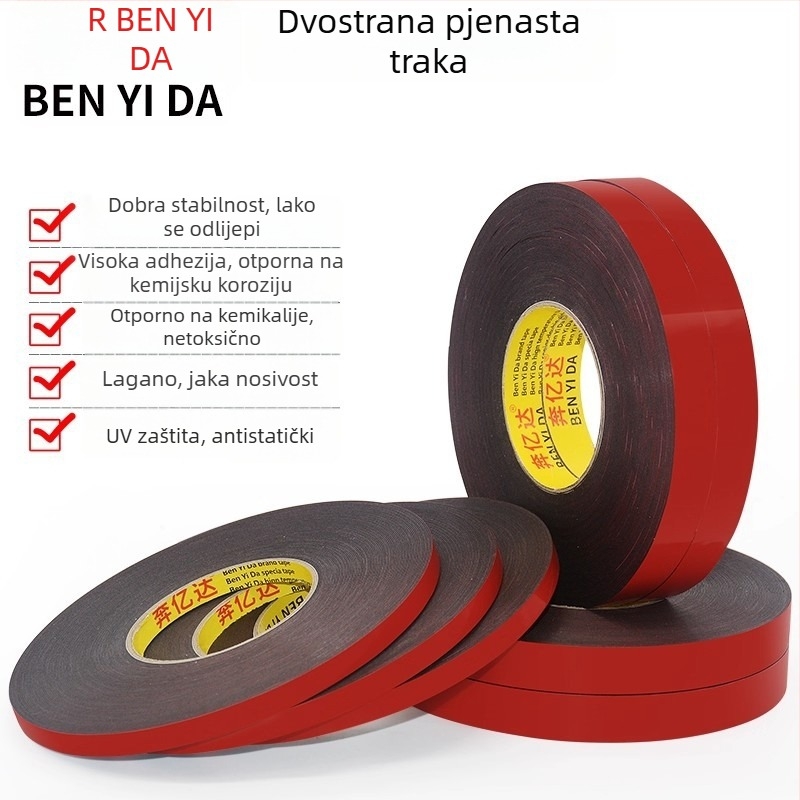 30 m PE pjenasta industrijska dvostrana traka, visoka adhezija, otporna na visoke temperature