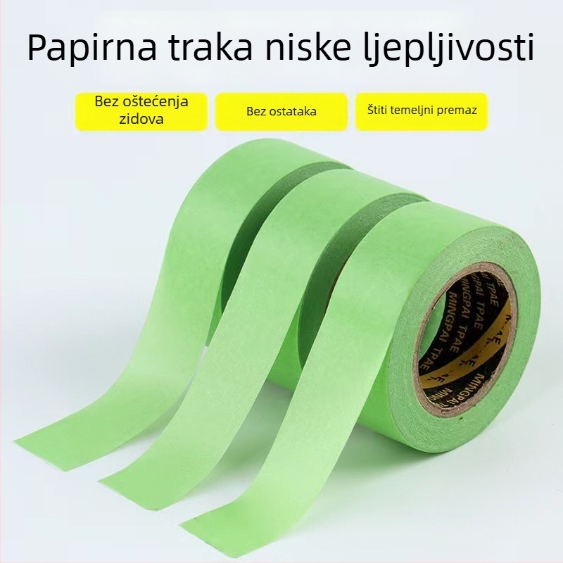 Zelena washi traka od japanskog papira, niska ljepjivost, sigurna za zid, za razdvajanje boja u umjetničkom slikanju
