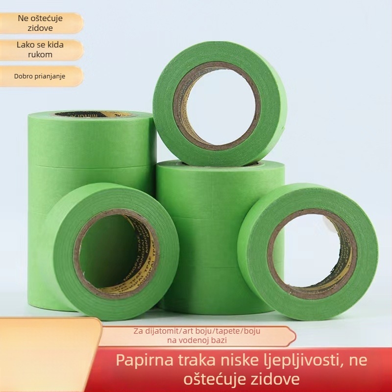 Zelena washi traka od japanskog papira, niska ljepjivost, sigurna za zid, za razdvajanje boja u umjetničkom slikanju