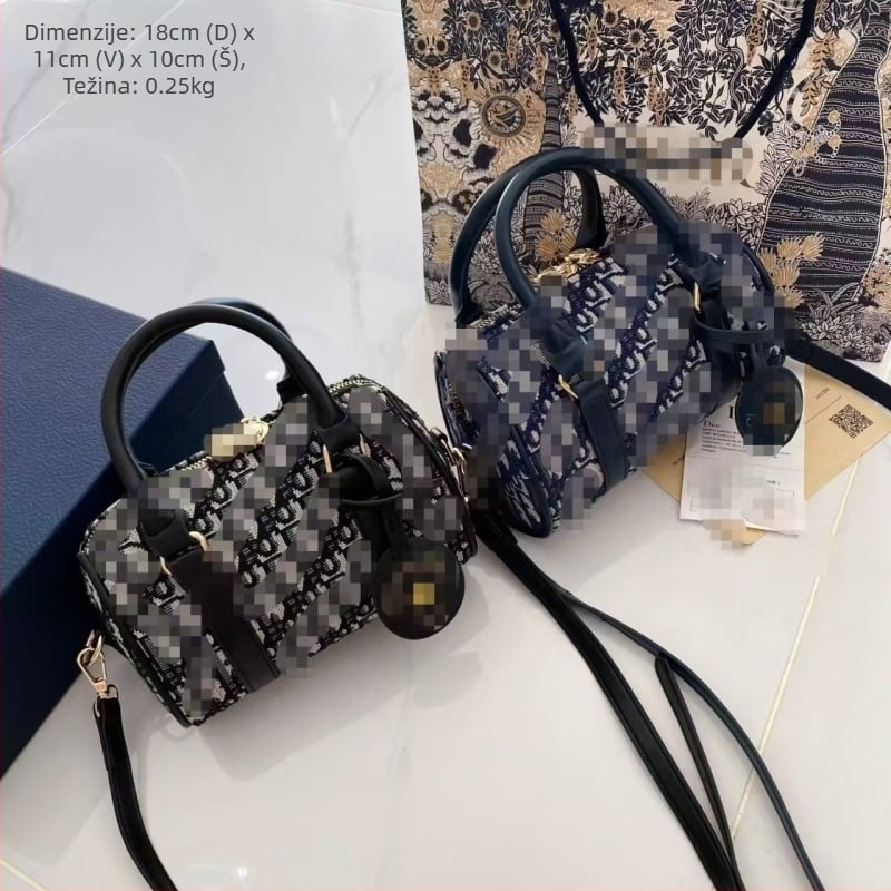 Ženska izšivana torba Boston, crossbody preko ramena, srednje veličine, pamuk-lin materijal