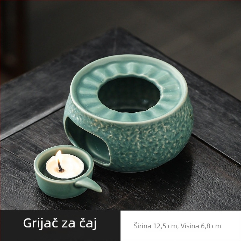 Porcelanski čajni grijač sa svijećom, japanski stil minimalistička luksuz, pribor za pripremu čaja i čajnu ceremoniju s cvjetnim čajem