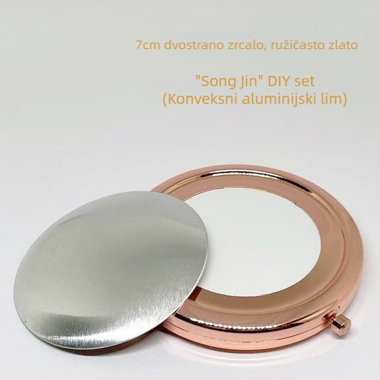 Malo prijenosno ogledalo za šminku s ručno izrađenim dodacima, etnička tkanina i šivanje, Song Brocade DIY materijali, aluminijski list