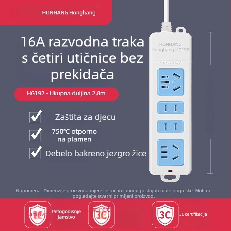 Produžni kabel 16A s više utičnica za klimatizaciju i bojler