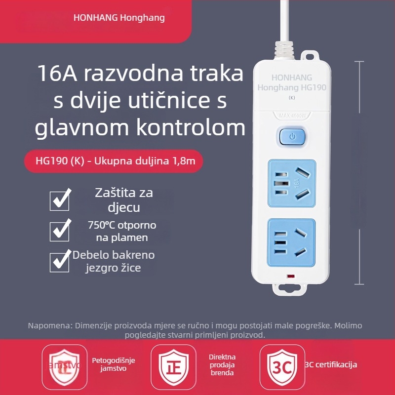 Produžni kabel 16A s više utičnica za klimatizaciju i bojler