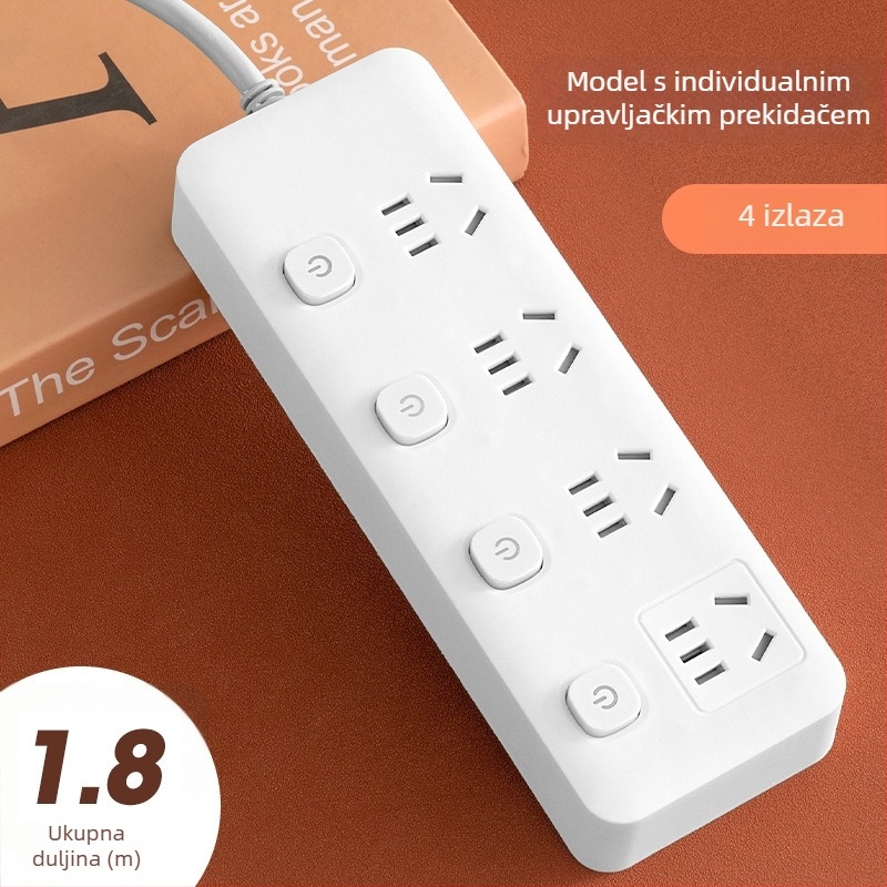 USB produžni kabel za ured s više utičnica i pojedinačnim prekidačima, pametni produžni kabel za dom i studentski dom