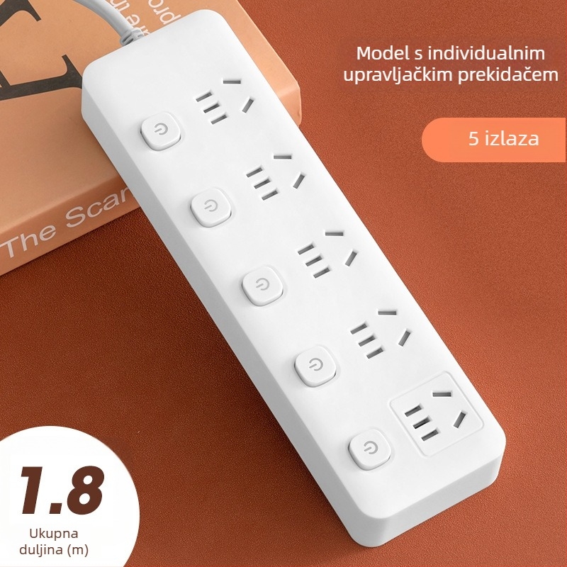 USB produžni kabel za ured s više utičnica i pojedinačnim prekidačima, pametni produžni kabel za dom i studentski dom