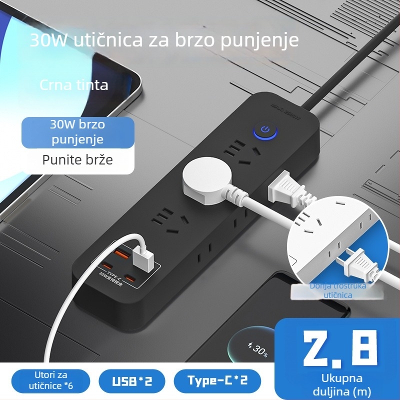 Pametni 30W USB produžni kabel za kućnu i uredsku upotrebu, s kabelom i bakrenim vodovima