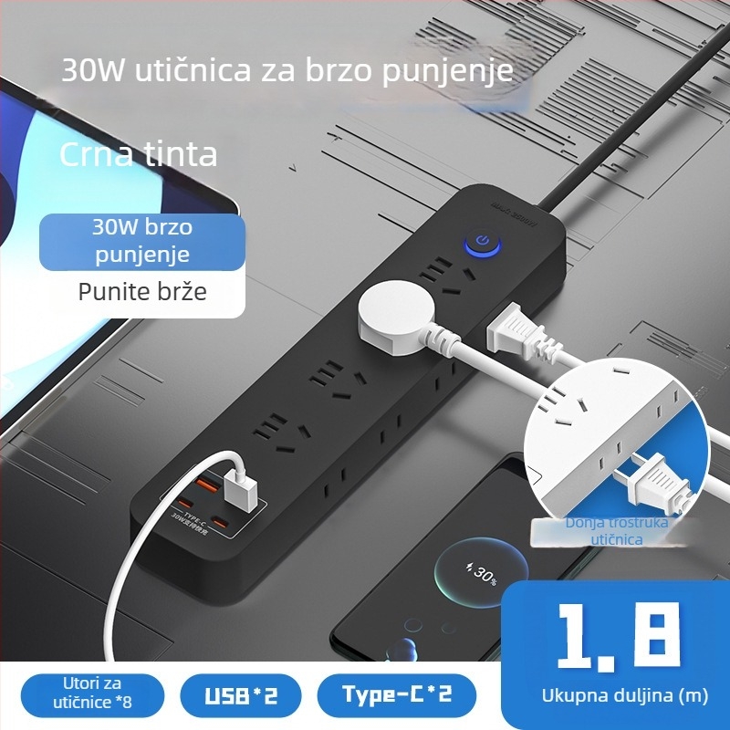 Pametni 30W USB produžni kabel za kućnu i uredsku upotrebu, s kabelom i bakrenim vodovima