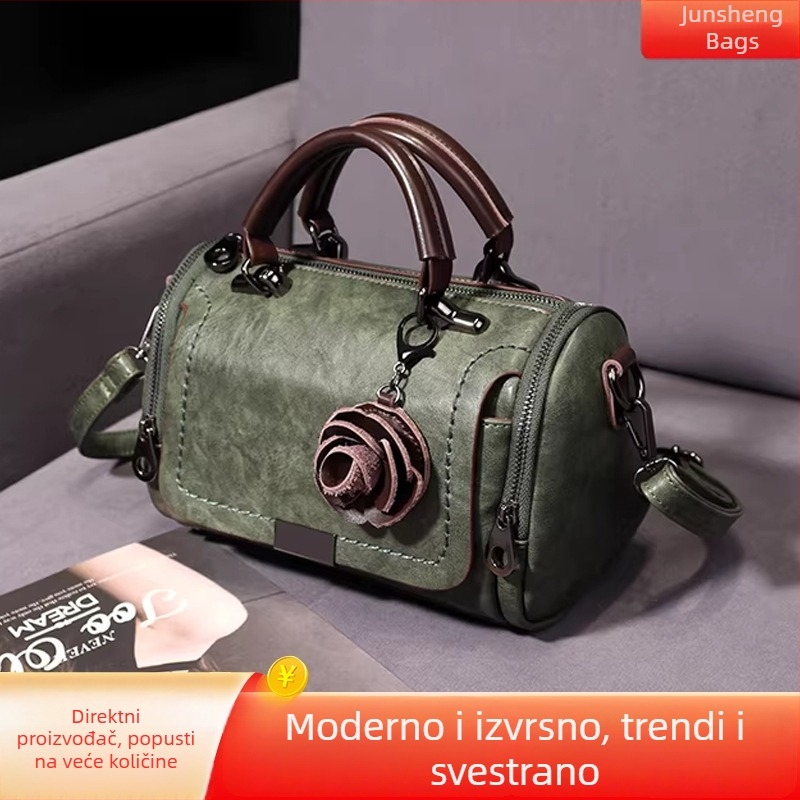 Moderna retro ženska torbica od mekane kože, Boston stil, svestrana crossbody torba i jednostavna torba za rame s oblikom jastuka