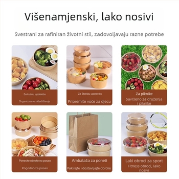 Jednokratne kutije od Kraft papira za hranu, zdjele za salatu i kutije za ručak, mikrovalno sigurne, biološki razgradive