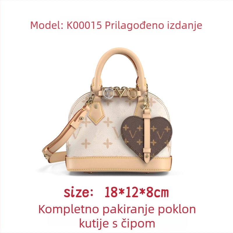 Ženska torbica za rame s monogramom, oblik školjke, lagani luksuz za svakodnevnu upotrebu