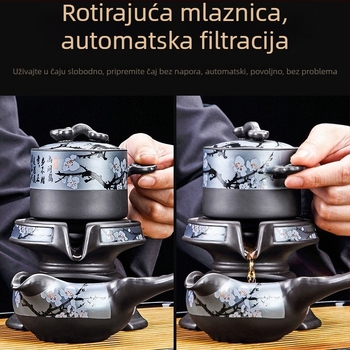 Yixing ljubičasta glina – rotirajući automatski čajnik, kreativni set dodataka za čaj Kung Fu za kućnu upotrebu