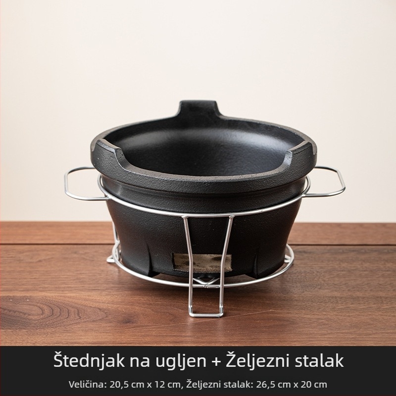 Keramički čajnik i štednjak na ugljen — komplet alata i dodataka