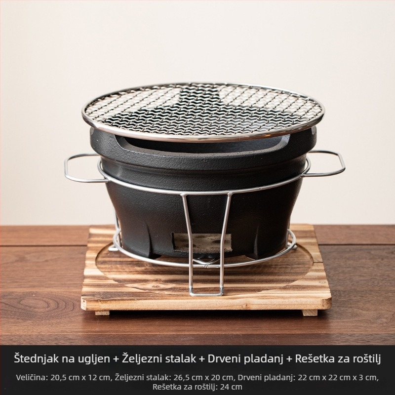 Keramički čajnik i štednjak na ugljen — komplet alata i dodataka