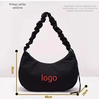 Ženska nylon torba Cloud bag s otiskom slova, srednje veličine, preko ramena, zatvarač, prostrani unutarnji džep.