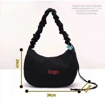 Ženska nylon torba Cloud bag s otiskom slova, srednje veličine, preko ramena, zatvarač, prostrani unutarnji džep.
