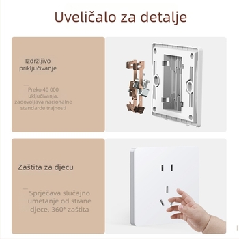 Chint skriveni zidni prekidač i utičnica, ploča od 1 modula, 5 rupa, krem boje, bijela 6C