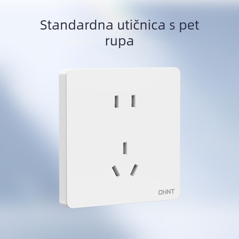 Chint skriveni zidni prekidač i utičnica, ploča od 1 modula, 5 rupa, krem boje, bijela 6C