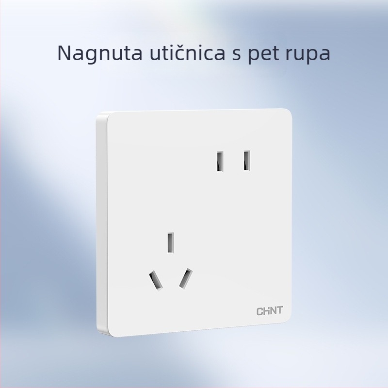 Chint skriveni zidni prekidač i utičnica, ploča od 1 modula, 5 rupa, krem boje, bijela 6C