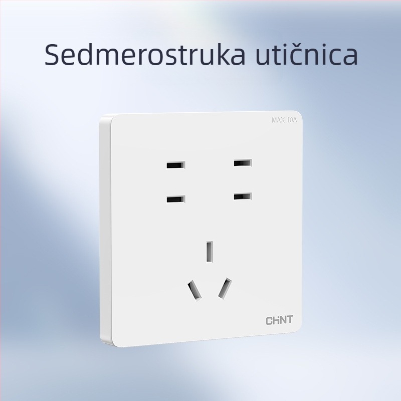 Chint skriveni zidni prekidač i utičnica, ploča od 1 modula, 5 rupa, krem boje, bijela 6C