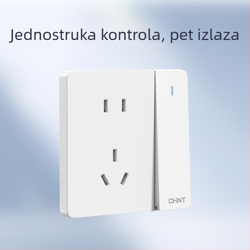 Chint skriveni zidni prekidač i utičnica, ploča od 1 modula, 5 rupa, krem boje, bijela 6C