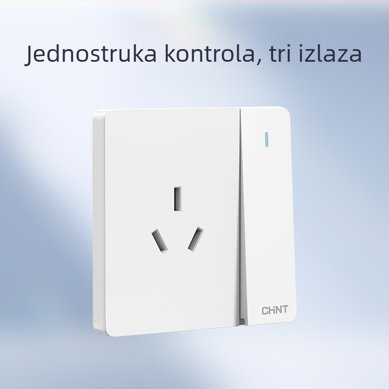 Chint skriveni zidni prekidač i utičnica, ploča od 1 modula, 5 rupa, krem boje, bijela 6C