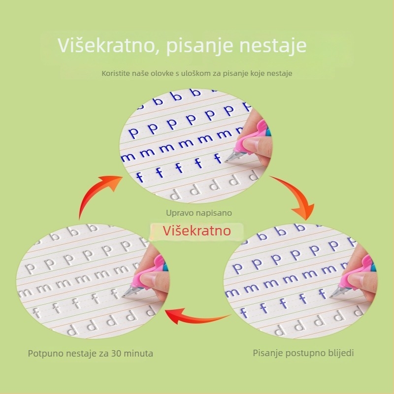 Digitalni priručnik za vježbanje pisanja za djecu s kontrolom olovke kroz žljeb, za početnike i predškolu