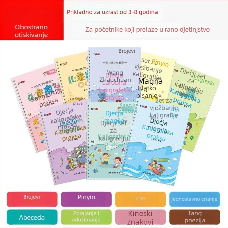 Knjiga za vježbu kontrole olovke za djecu: čarobno jednostavno crtanje za vrtić s utorima za pozicioniranje koordinata