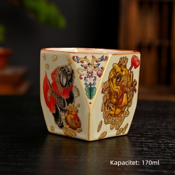 Ru Kiln osmerokutna šalica za čaj s napuklim premazom, šalica za kušanje čaja, osobna memorijalna šalica