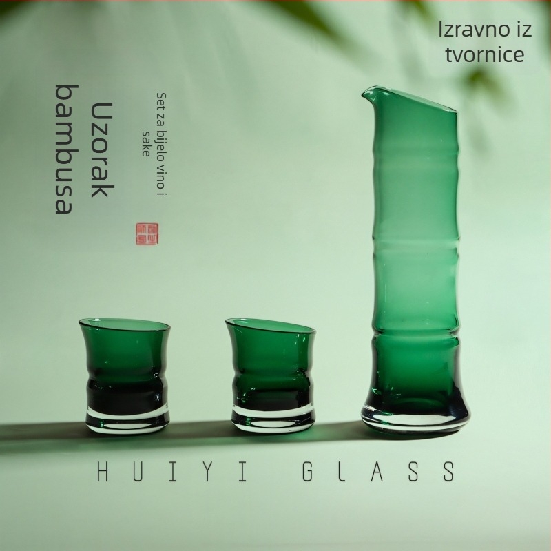 Set za saké i čaj u kineskom stilu s motivom bambusa, od kristalnog stakla, luksuzni kućni set za posluživanje