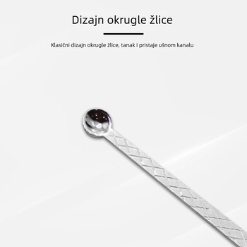 Ušna žličica od nehrđajućeg čelika, čvrst starinski dizajn, u staklenki